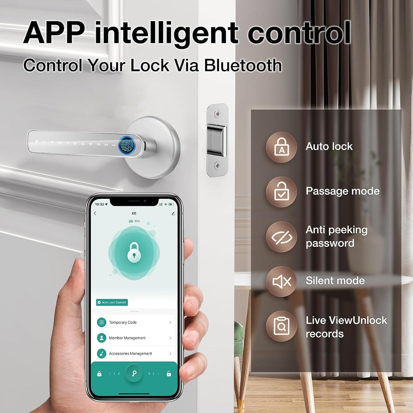 AILRINNI 5-in-1 Fingerprint Smart Door Lock Zinc Alloy Combination Padlock DEMO
