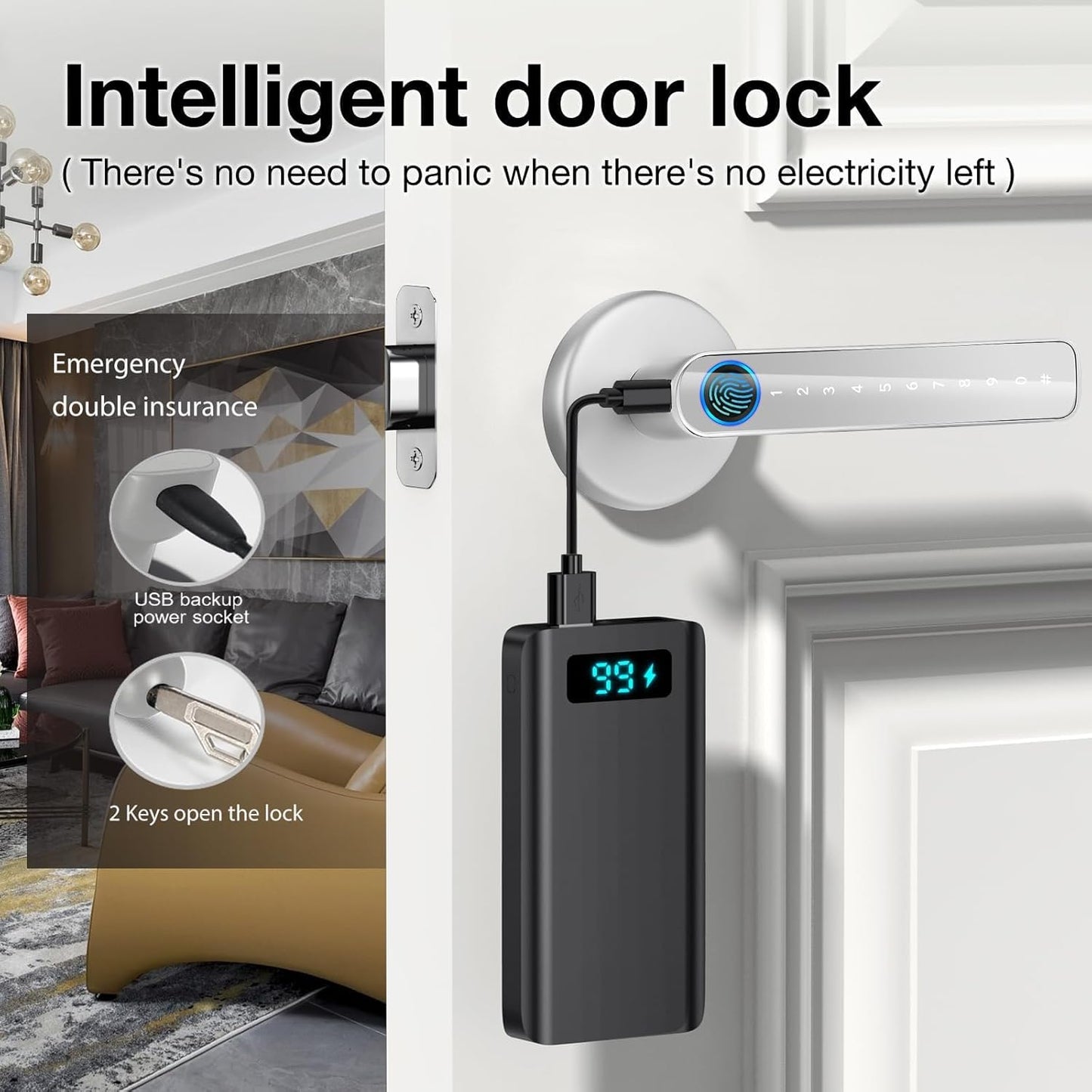 AILRINNI 5-in-1 Fingerprint Smart Door Lock Zinc Alloy Combination Padlock DEMO