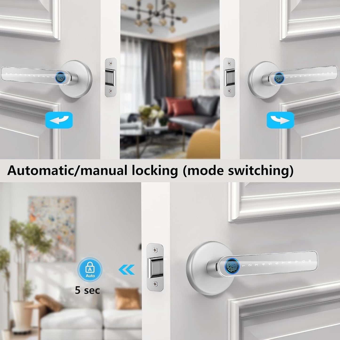 AILRINNI 5-in-1 Fingerprint Smart Door Lock Zinc Alloy Combination Padlock DEMO