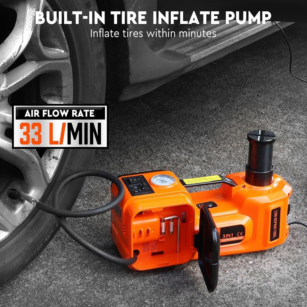 HORUSDY 5 Ton Hydraulic Car Jack Kit with 12V Electric Impact Wrench Tire DEMO