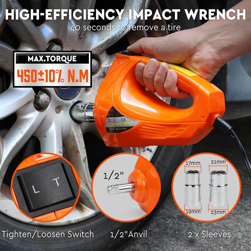 HORUSDY 5 Ton Hydraulic Car Jack Kit with 12V Electric Impact Wrench Tire DEMO