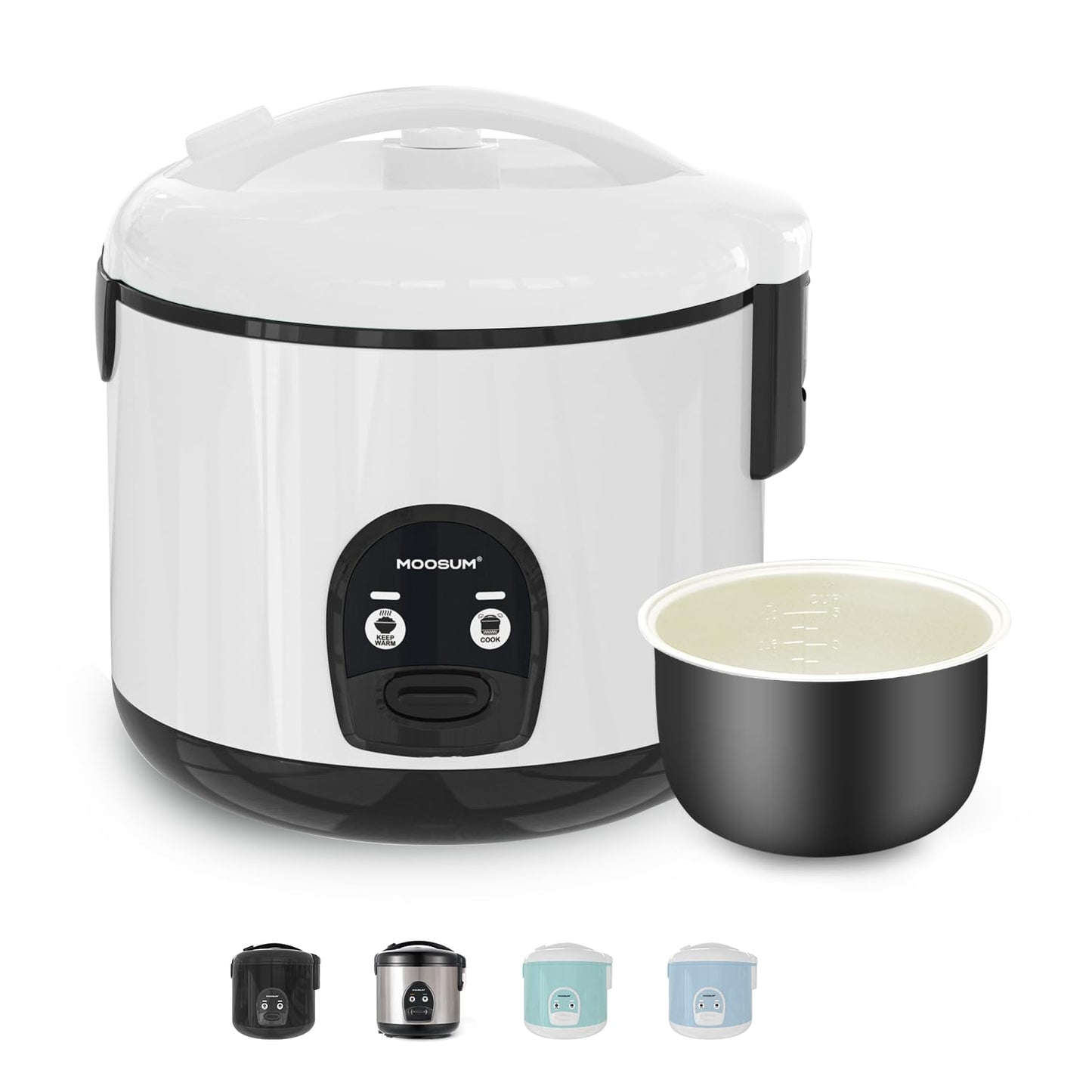 Moosum Rice Cooker with One Touch and Food Steamer 0.8L 5 Cup Capacity NEW