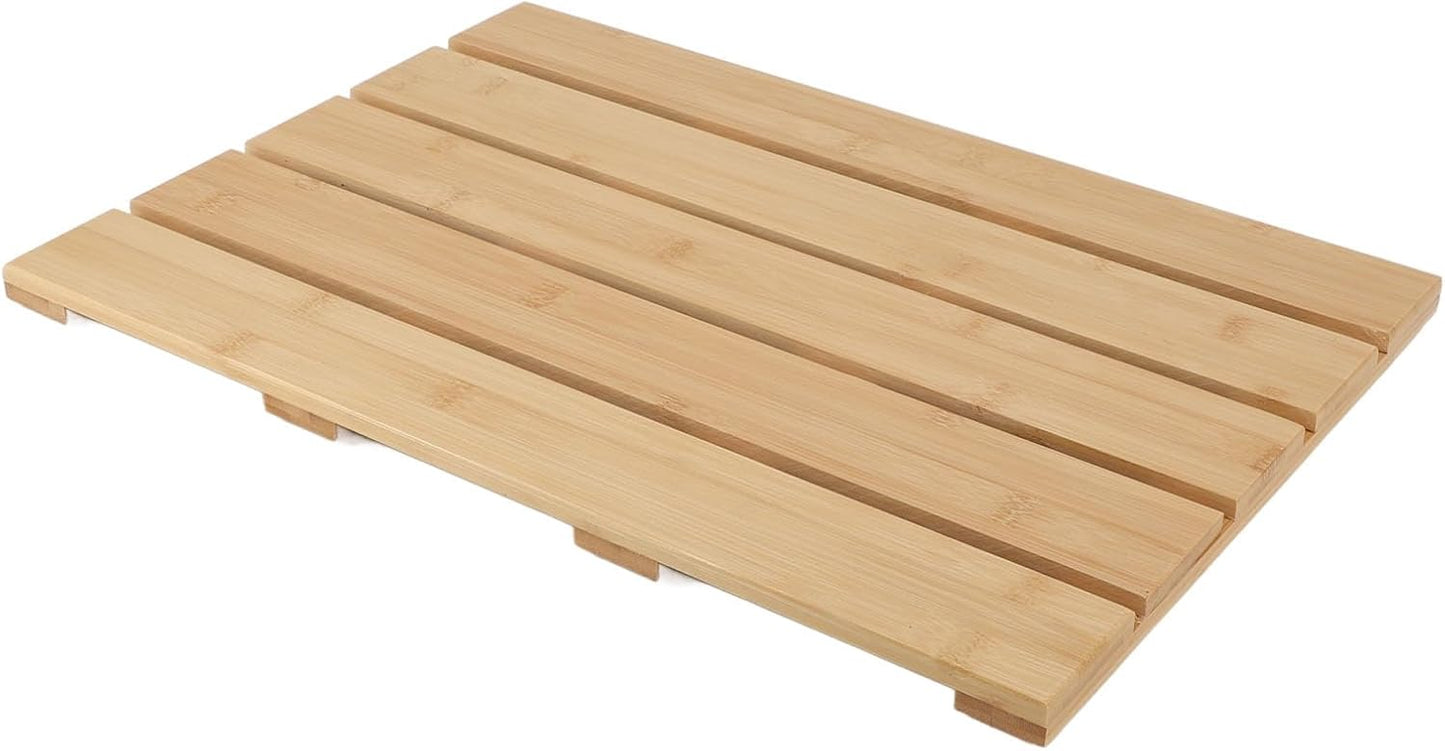 Eco-Friendly Bamboo Bath Mat - Non-Slip Wooden Floor Rug for Shower & Spa, DEMO