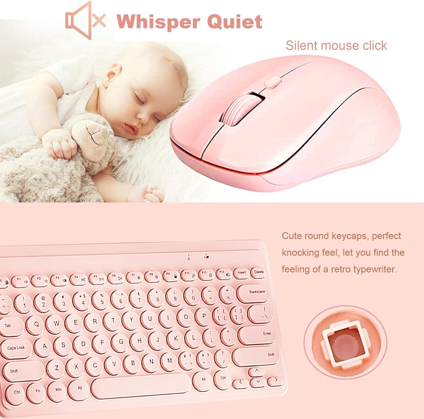JieruiDeng 79-Key Retro Mini Cute Pink Computer Keyboard for Home Office DEMO