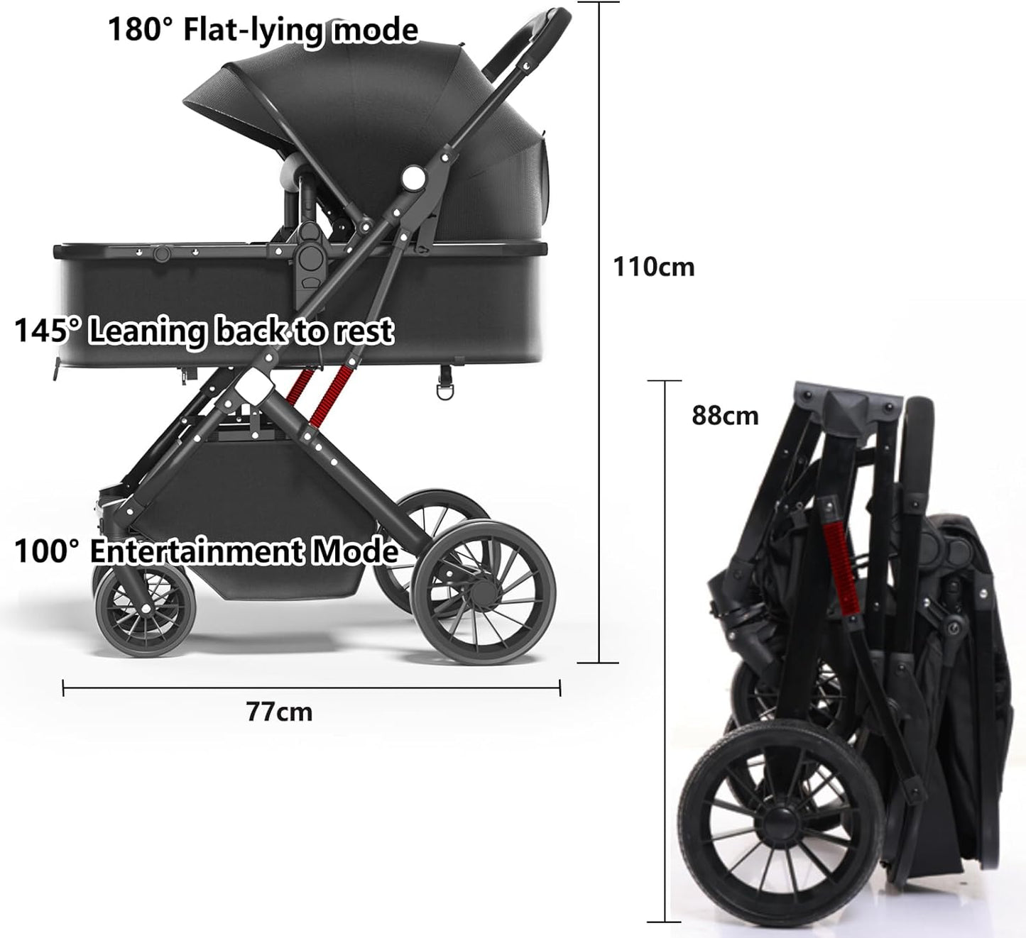 Tilpes Lightweight Buggies Aluminium Alloy Buggy Pram for Newborn to DEMO