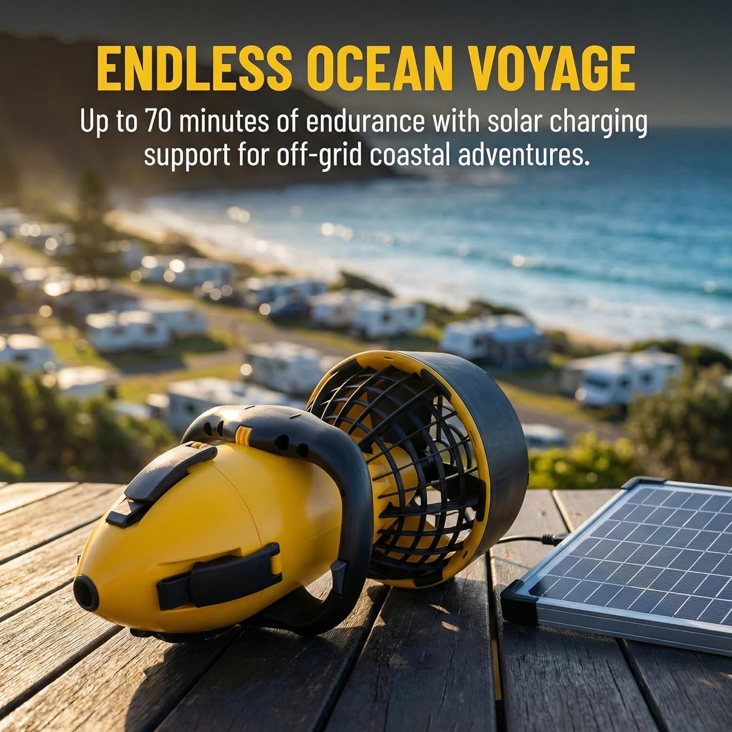 Powerful 500W Underwater Scooter, 20m Depth, 70min Runtime, Lightweight DEMO