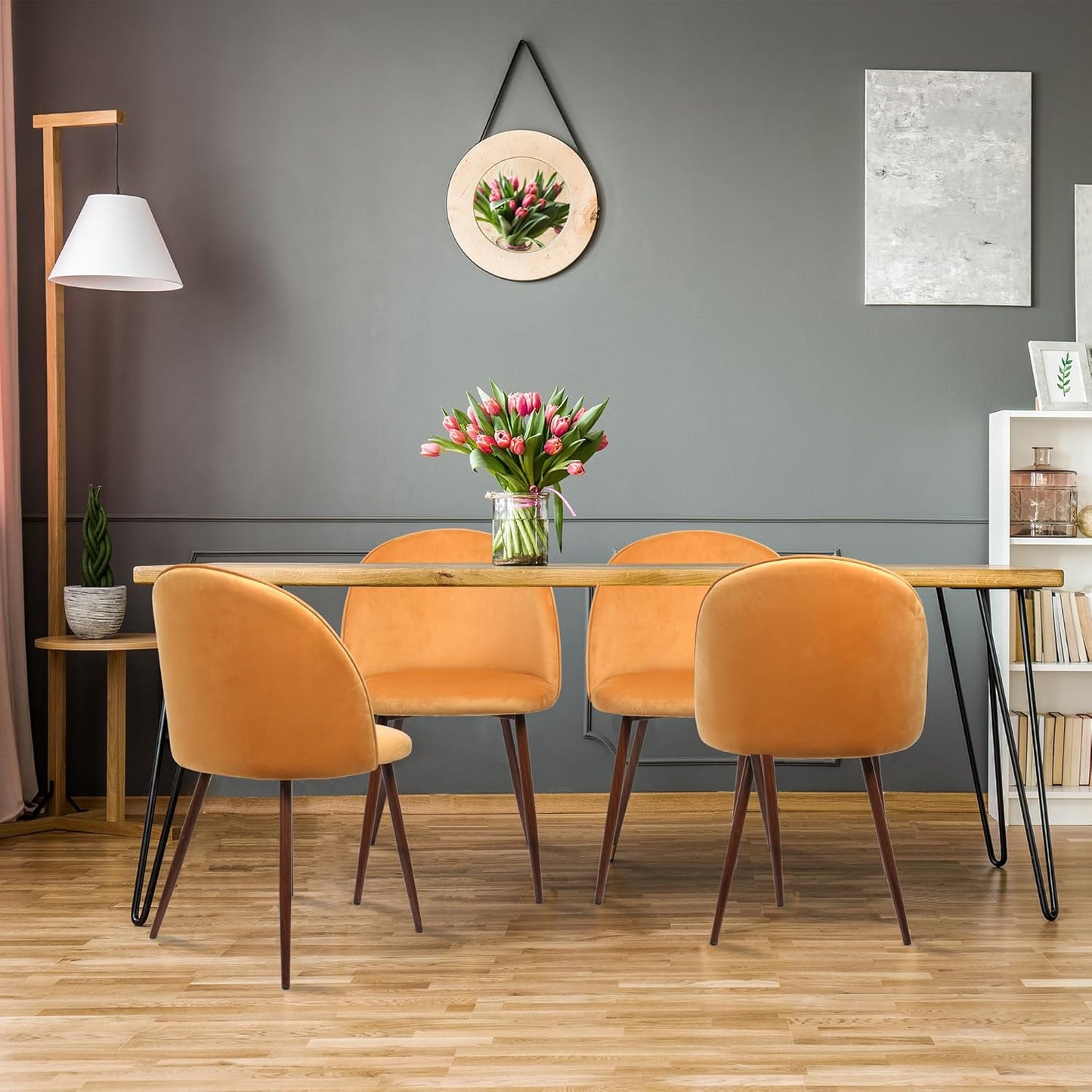 Levede Velvet Dining Chairs Set of 2 Chic Kitchen Orange Size 47 × 48cm DEMO