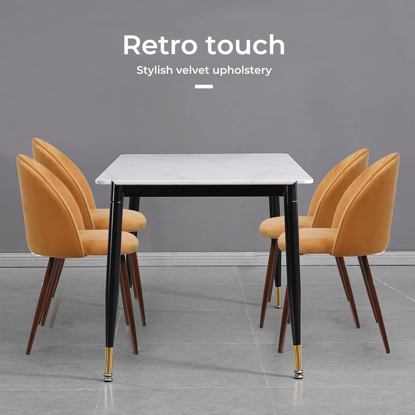 Levede Velvet Dining Chairs Set of 2 Chic Kitchen Orange Size 47 × 48cm DEMO