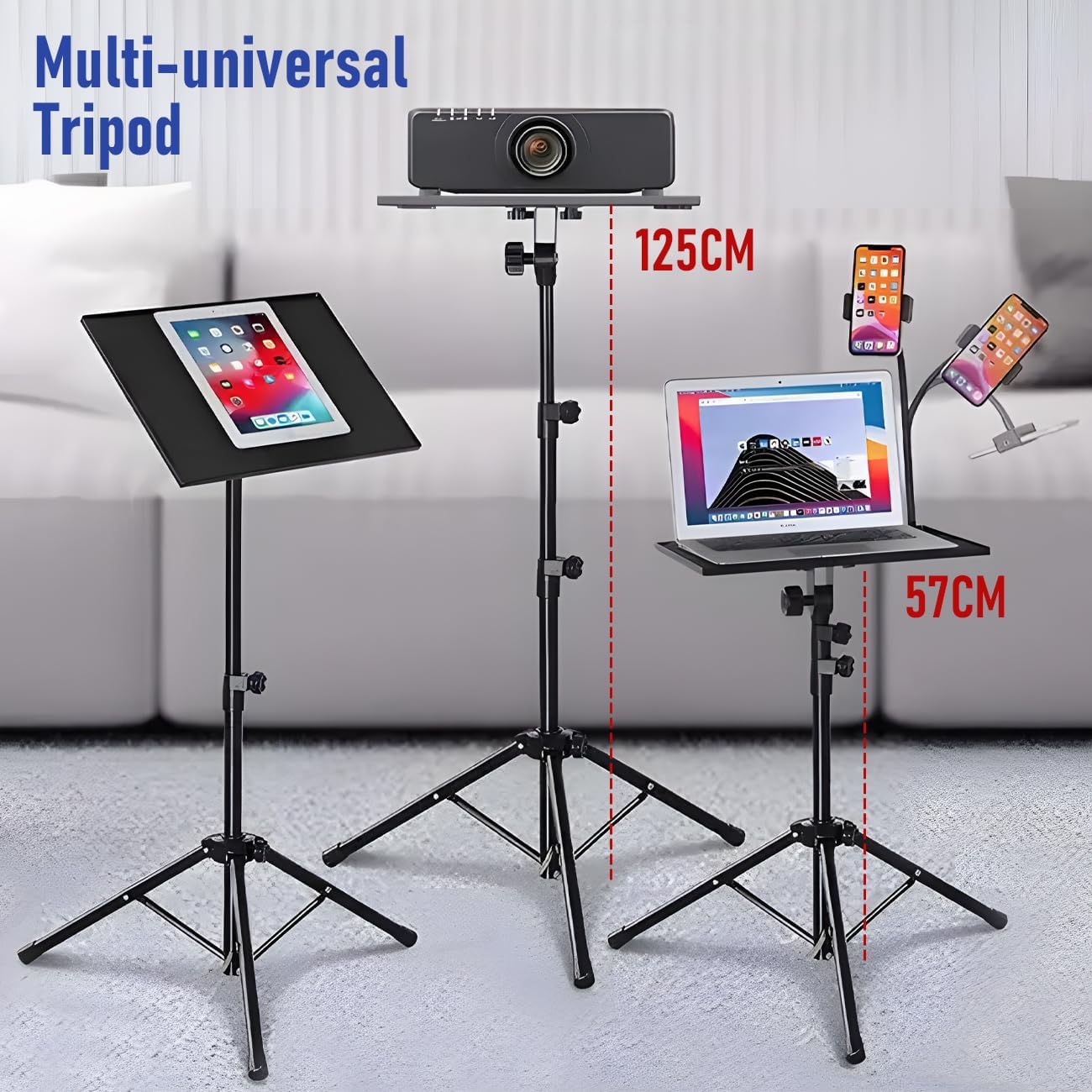 Aumerage Adjustable Stands Foldable Tripod Floor Stand with Phone Holder DEMO