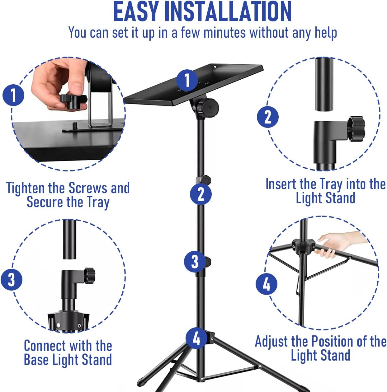 Aumerage Adjustable Stands Foldable Tripod Floor Stand with Phone Holder DEMO
