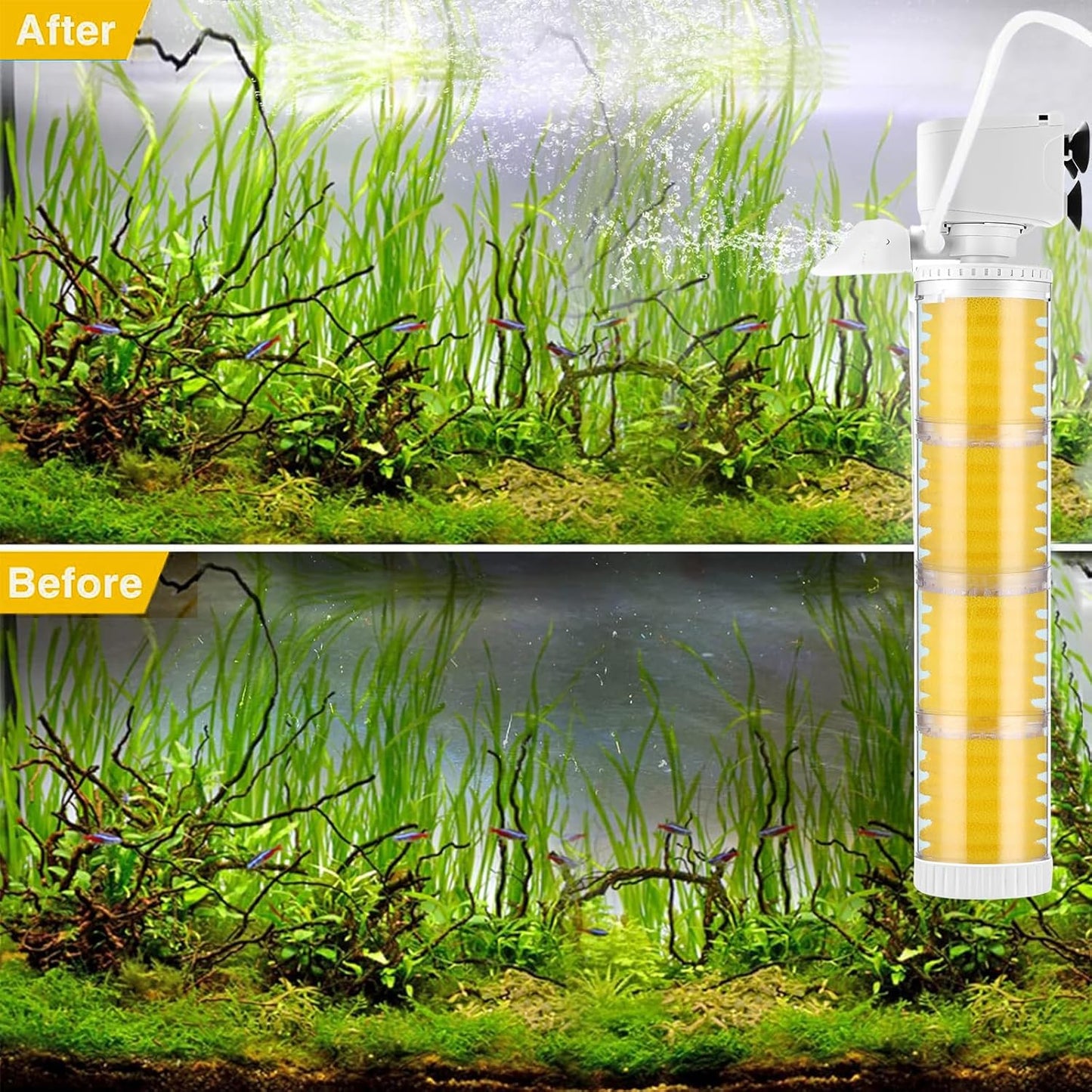 XIULIUU 35W Filters Submersible Aquarium Filter with Biochemical Sponge DEMO