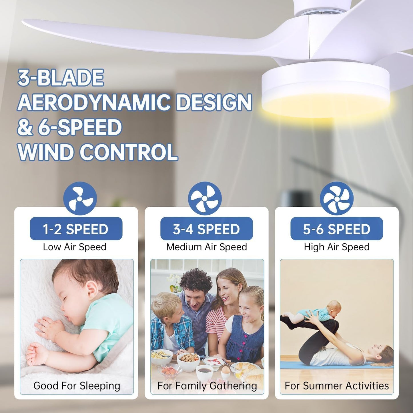 Ruhaieba 32-Inch Low Profile Ceiling Fan with Light and Remote Control DEMO