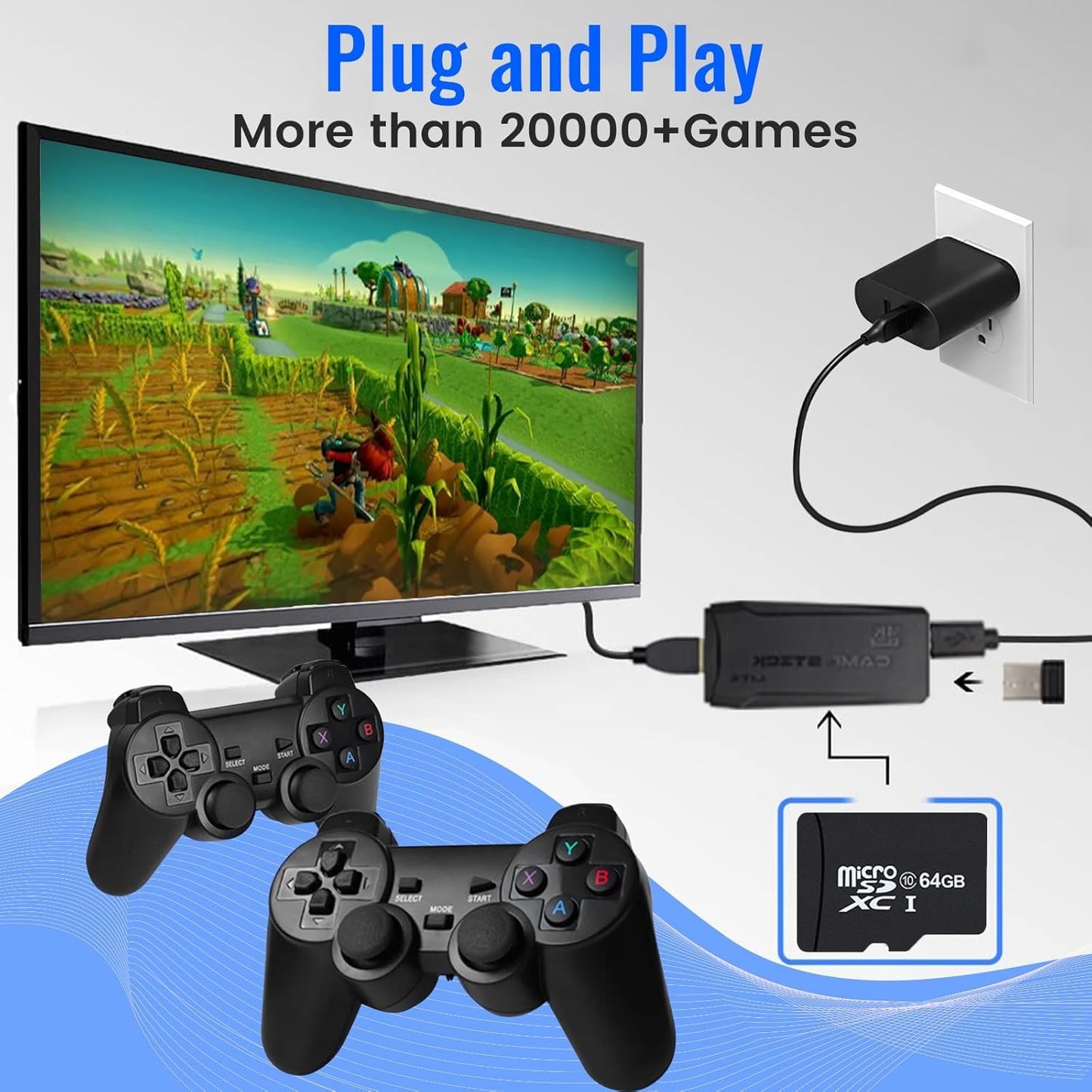 Bewinner Wireless Retro Game Console 20,000+ Games 9 Emulators Handheld DEMO