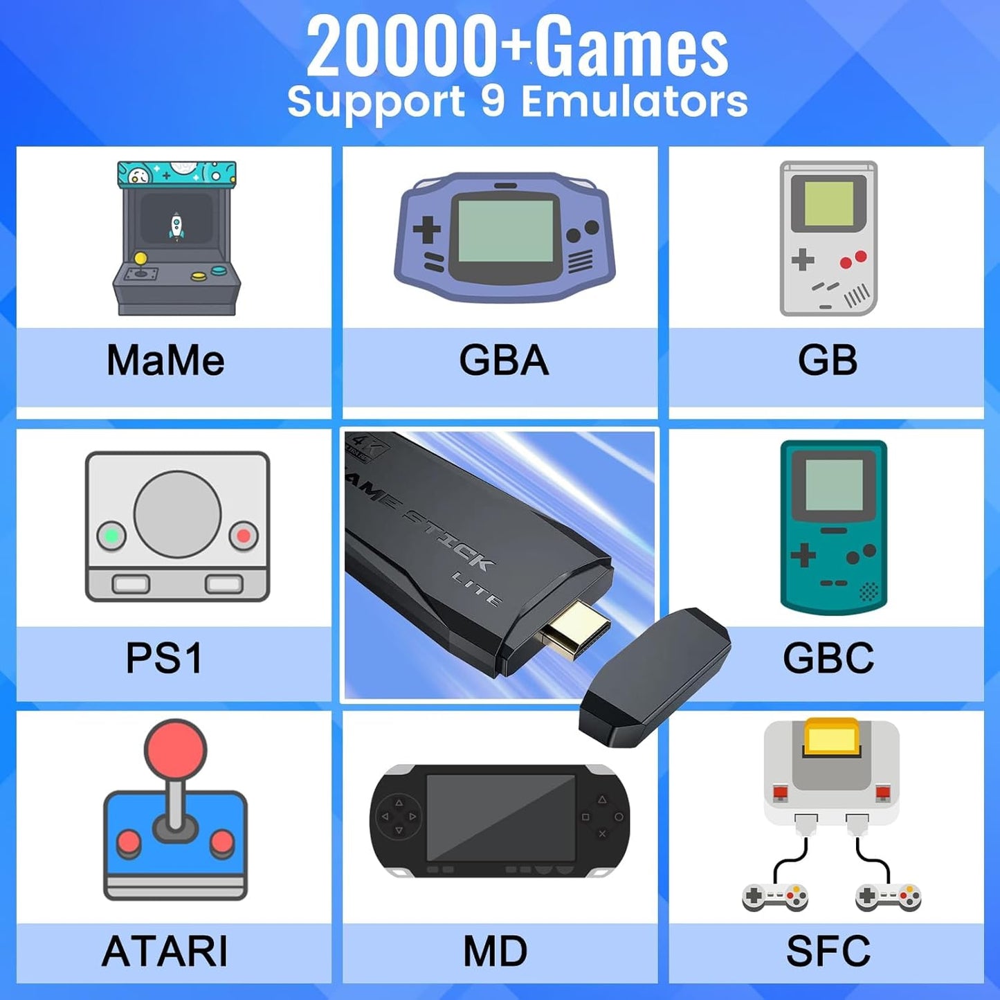 Bewinner Wireless Retro Game Console 20,000+ Games 9 Emulators Handheld DEMO