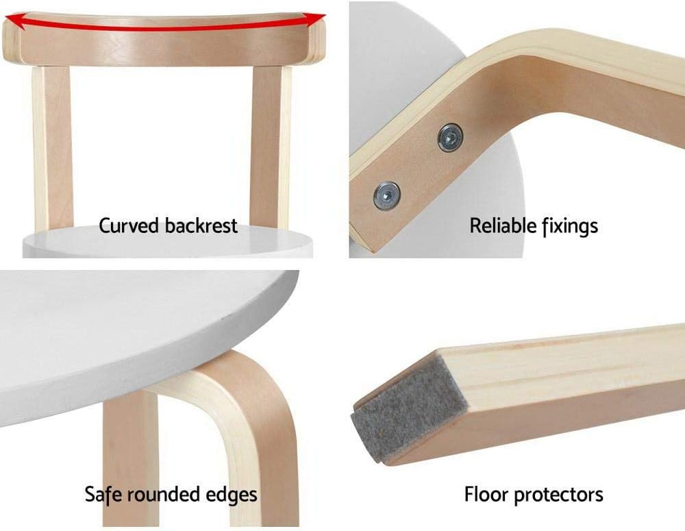 Keezi Nordic Kids 5-Piece Table and Chair Set in White Natural Finish DEMO