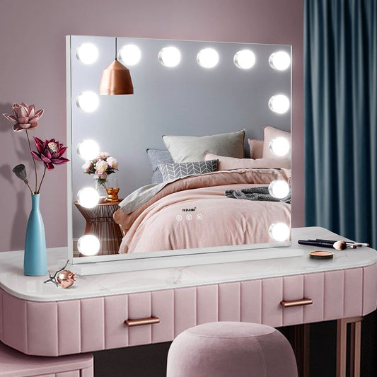 Maxkon Large Vanity Makeup Mirror with 14 LED Lights, Silver Dressing Table DEMO
