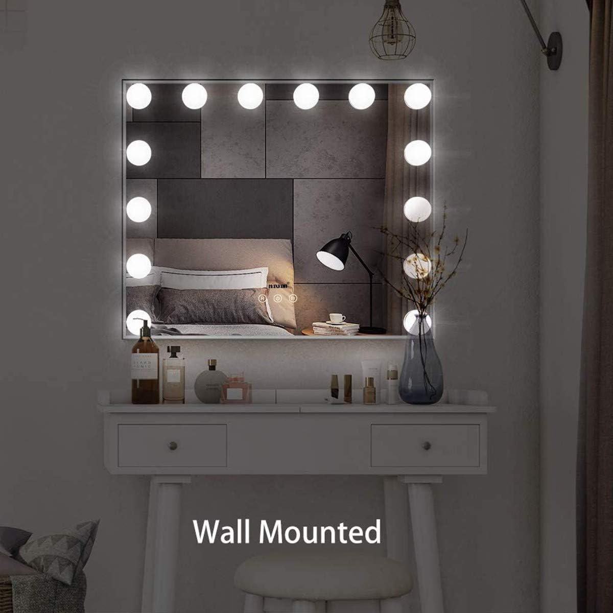 Maxkon Large Vanity Makeup Mirror with 14 LED Lights, Silver Dressing Table DEMO