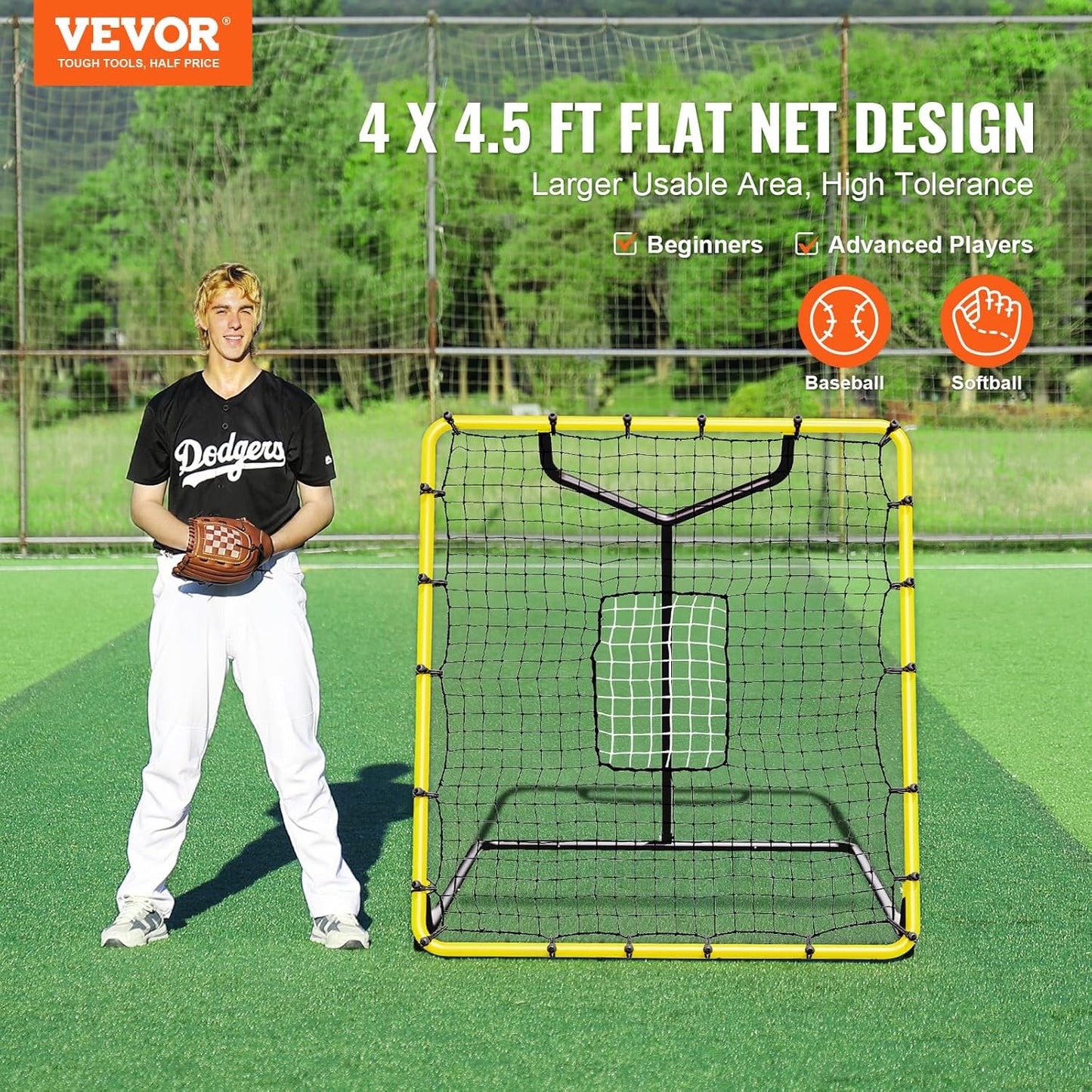 VEVOR Baseball Rebounder Net 4 x 4.5 Feet Pitchback Softball Training Size NEW