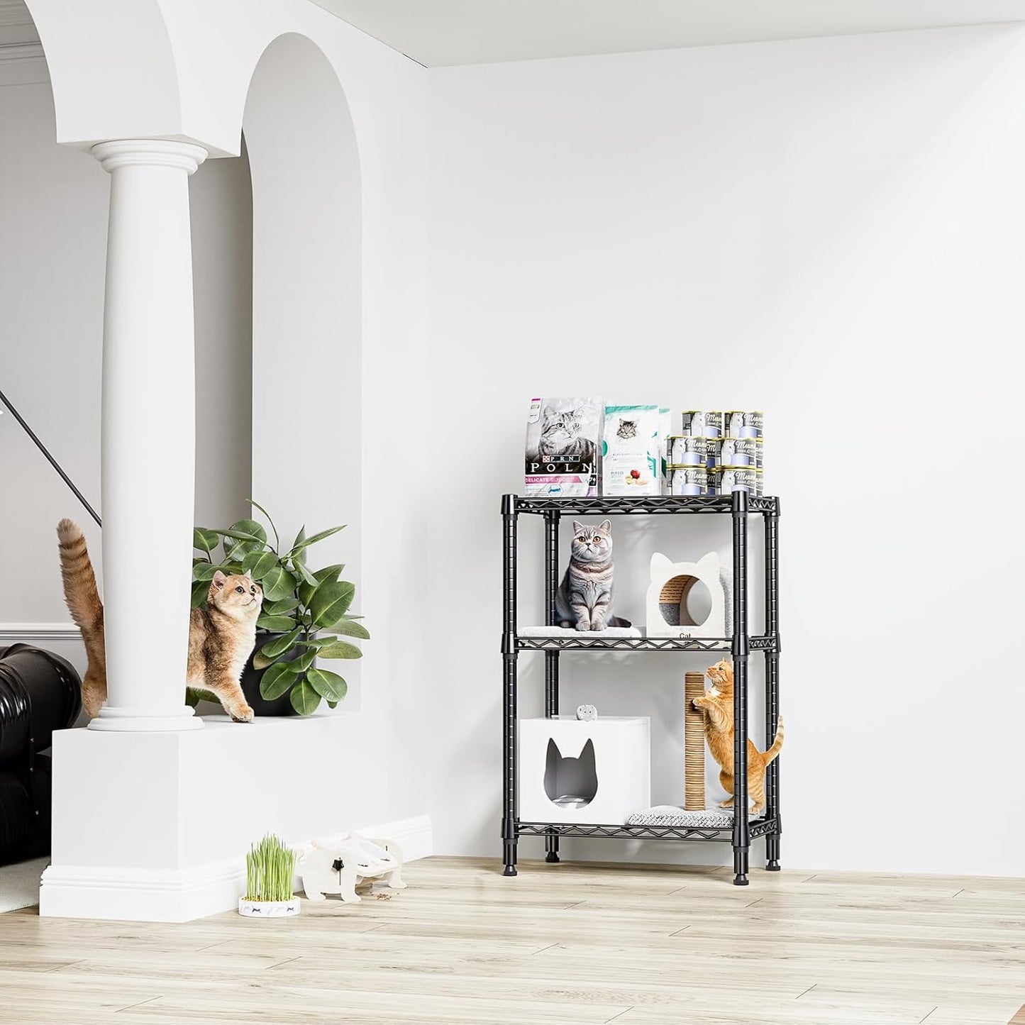 MZG 3-Tier Metal Storage Shelves Rack Heavy Duty 13.8" D x 23.6" W 35.5" H DEMO