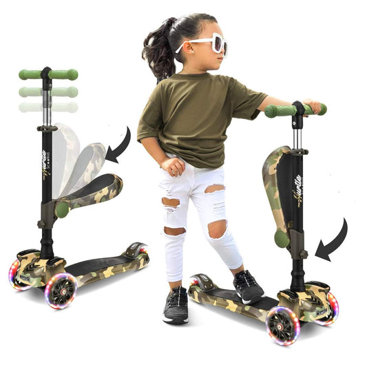 Hurtle 3-Wheeled Kick Scooter for Kids with LED Wheels Adjustable NEW