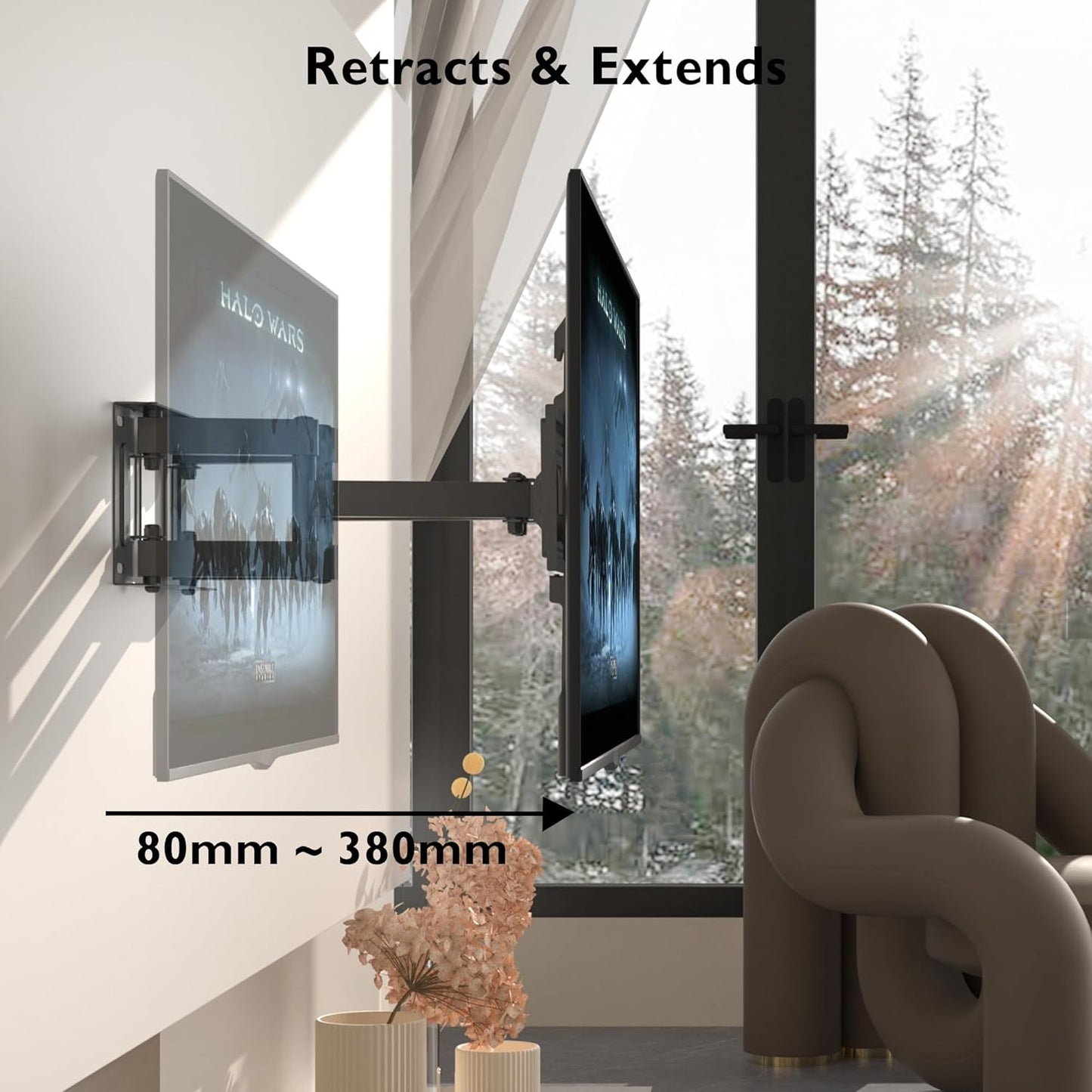 BONTEC TV Wall Mount for 23-70 Inch LED LCD Flat & Curved TVs Swivels Tilts DEMO