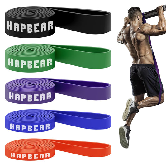 HAPBEAR Heavy Duty Resistance Bands 5 Levels, 30-250 lbs Workout for Men & DEMO