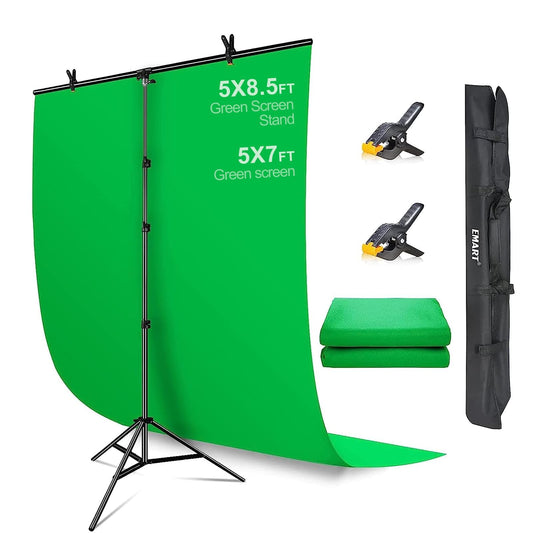 EMART 5x8.5ft Green Screen Backdrop Stand for Photo Studio Lighting Kit DEMO