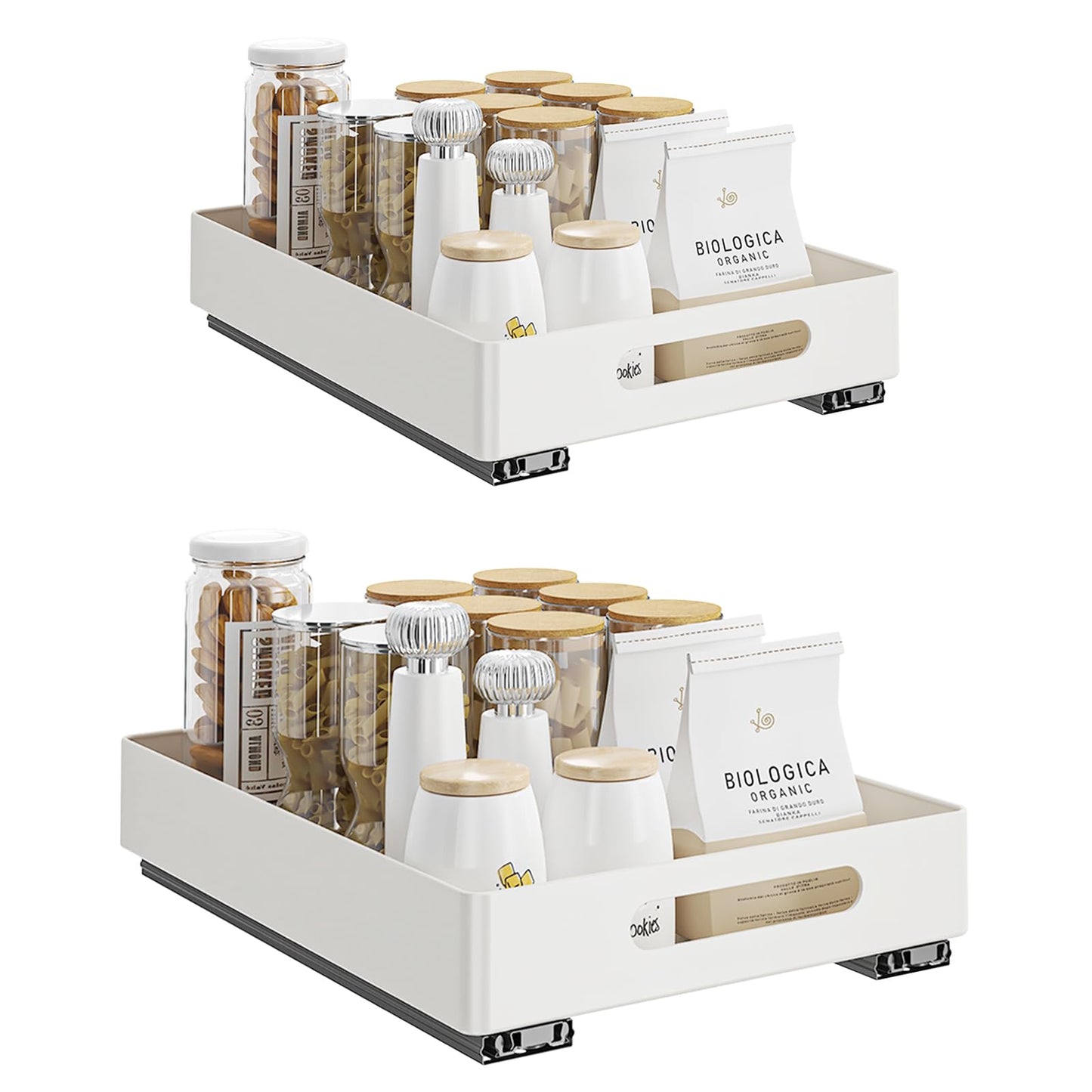 Aupekro Pull Out Cabinet Organizer Adhesive Slide Drawer Kitchen Storage DEMO
