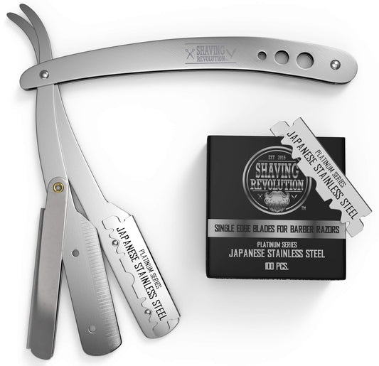 Shaving Revolution Razors Metallic Silver Professional Straight Razor for DEMO