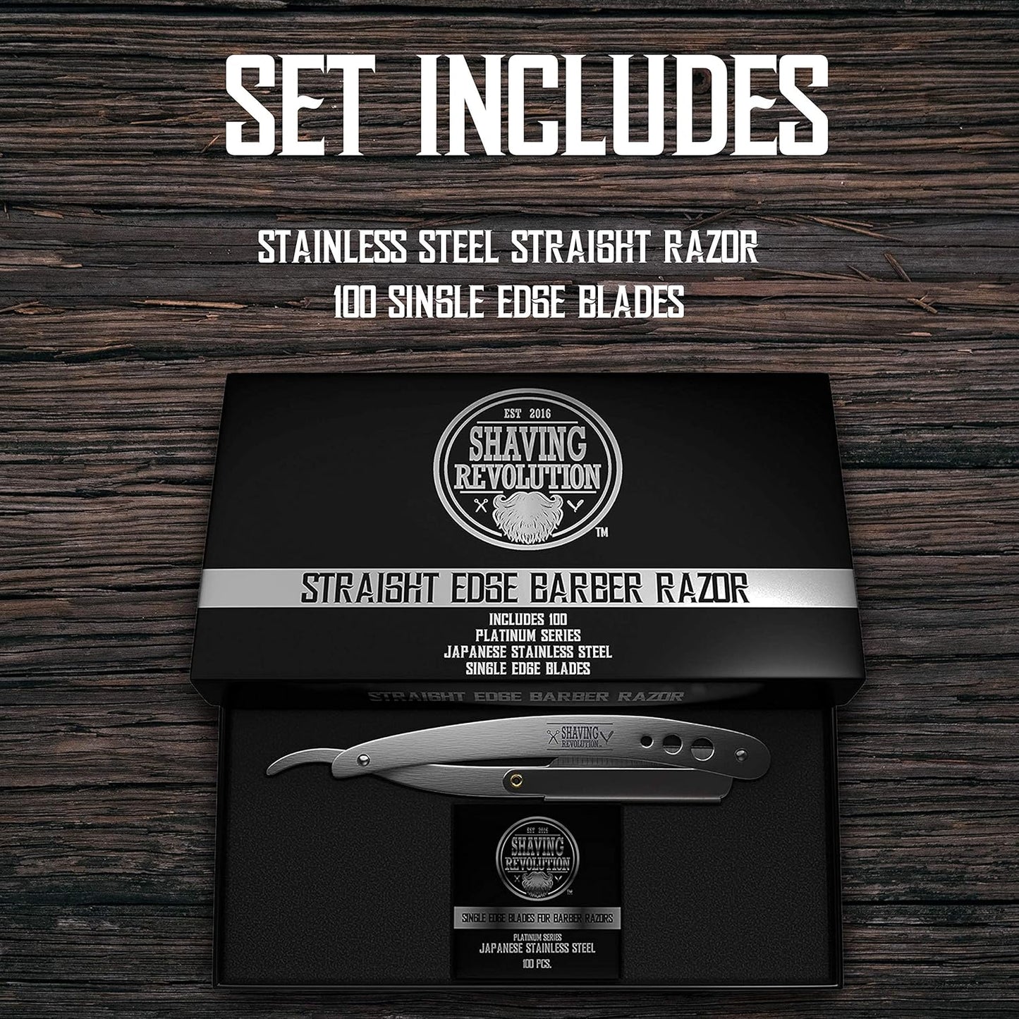 Shaving Revolution Razors Metallic Silver Professional Straight Razor for DEMO