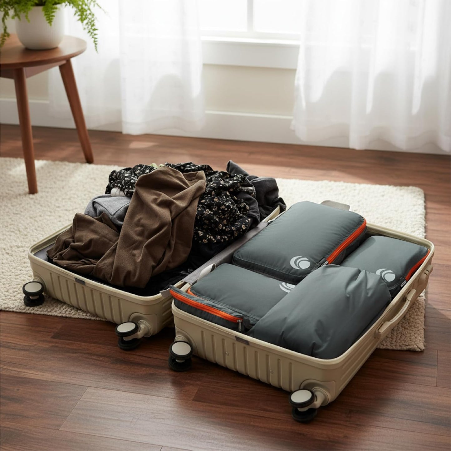 Cipway 3 Piece Expandable Grey Packing Cubes Luggage Organizer Set Size 3 DEMO