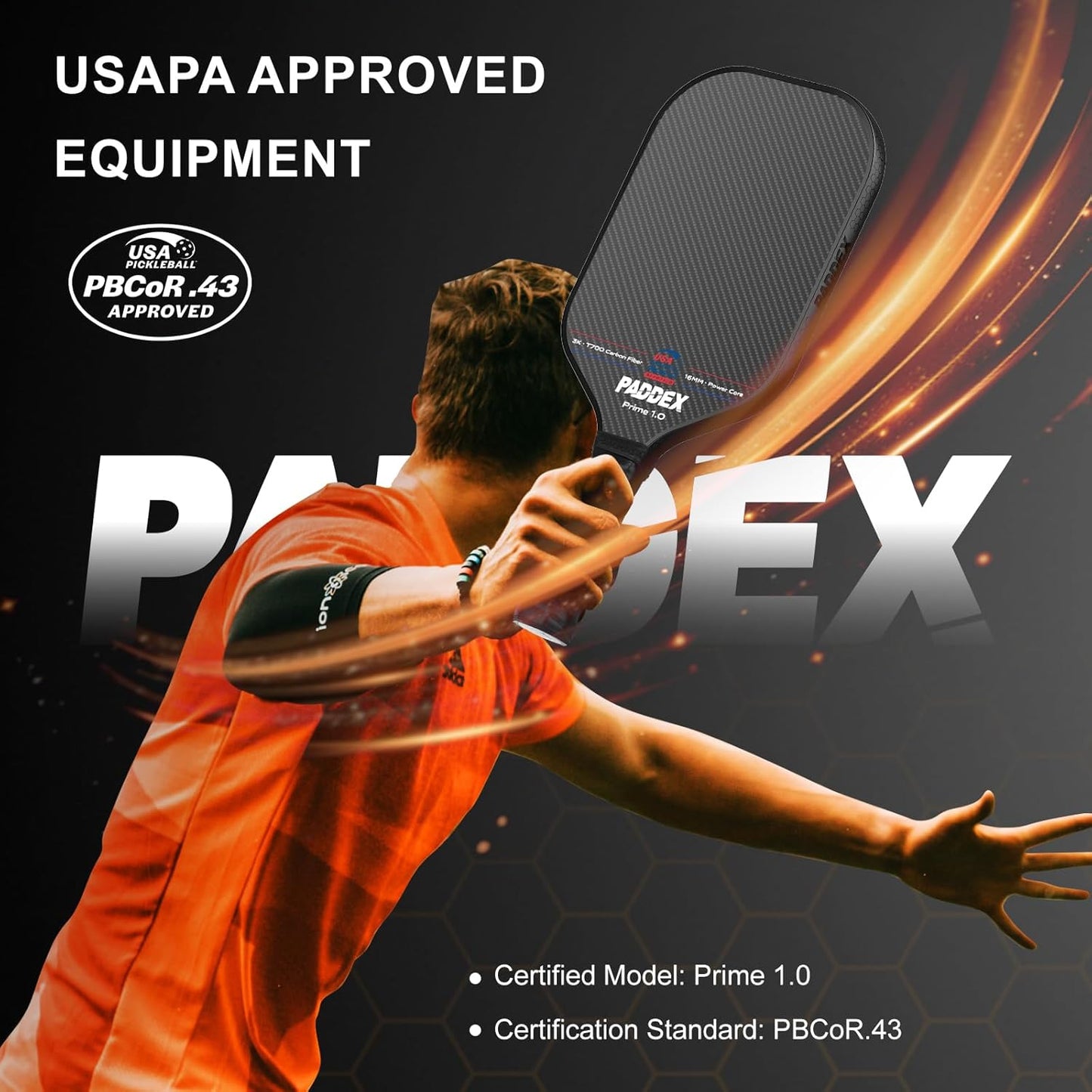 PADDEX Carbon Paddles Fiber Pickleball Paddle USAPA Approved 16.5 inches x DEMO