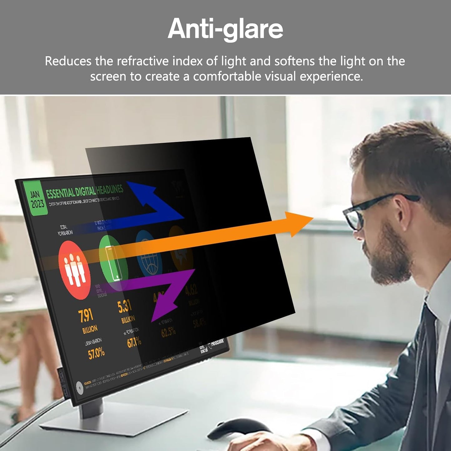 BERSEM 28 Inch Privacy Screen Protector for Computer Monitor 16:9 Ratio DEMO