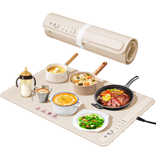 Kisfam Silicone Rubber Buffet Chafing Dish Warming Mat, Food Warmer, Khaki DEMO