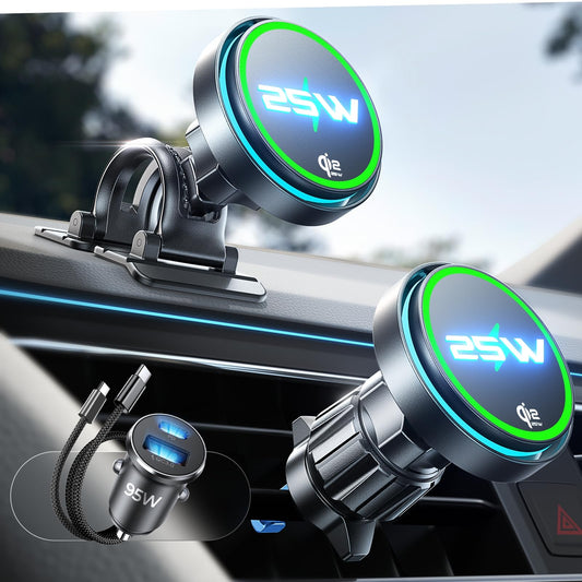LISEN 25W Automobile Chargers Qi Wireless Car Charger Mount with Cooling DEMO