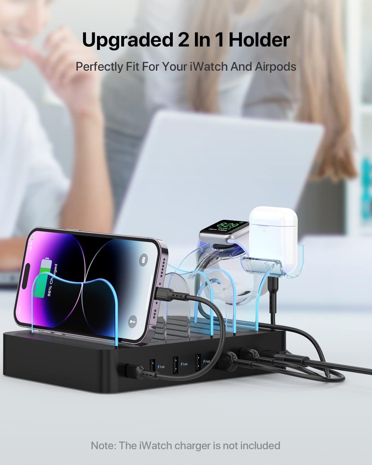 SOOPII 60W Chargers 6-Port USB Charging Station with 20W USB-C PD Fast DEMO