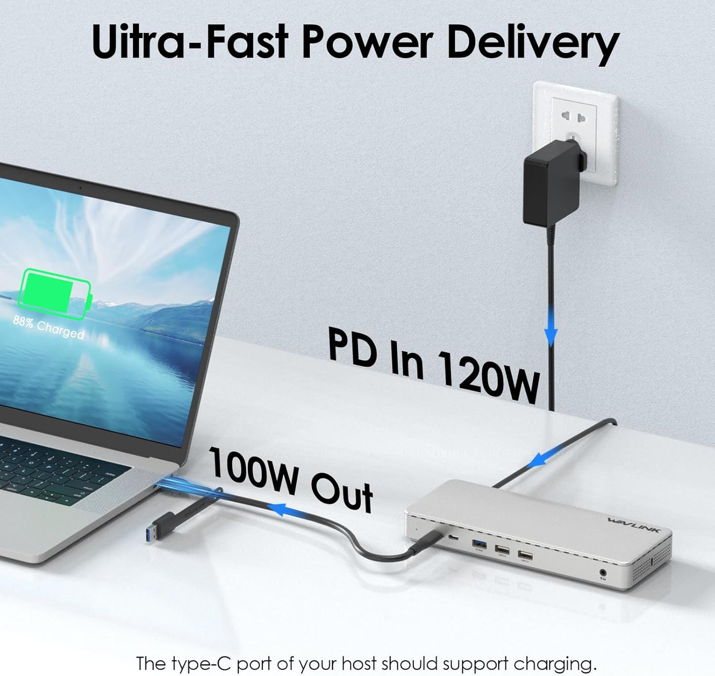 WAVLINK Docking Station with Triple HDMI Ports Dual Monitor Support Silver DEMO