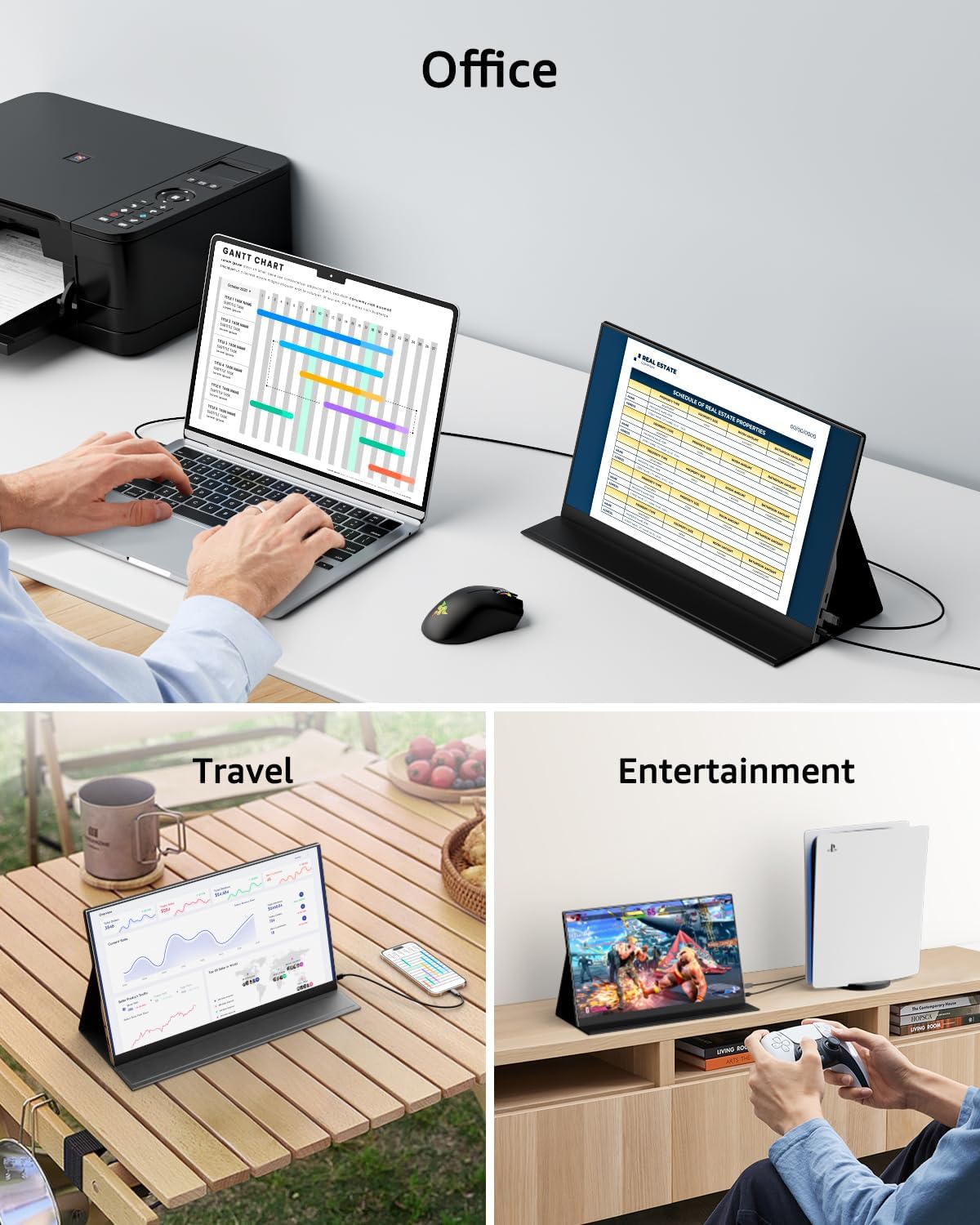 Yodoit 15.6 Monitors Inch FHD IPS Portable Monitor Laptop Screen Extender DEMO