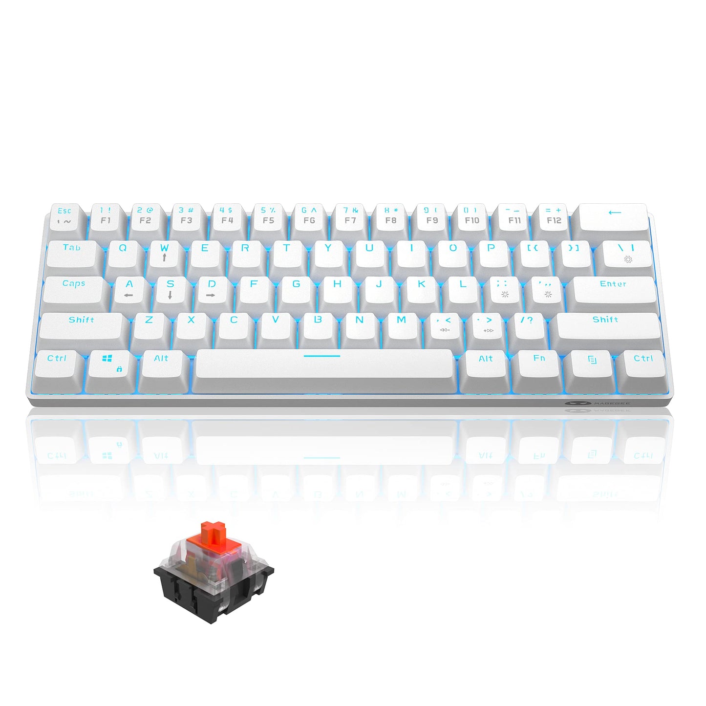 MageGee Compact Keyboards 61-Key Mechanical Gaming Keyboard with White & DEMO