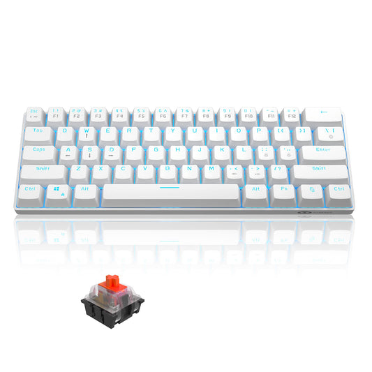MageGee Compact Keyboards 61-Key Mechanical Gaming Keyboard with White & DEMO