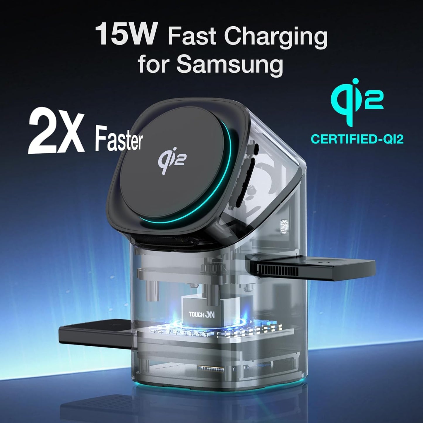 TOUGH ON Induction Chargers 3-in-1 Qi2 Certified 15W Magnetic Wireless DEMO