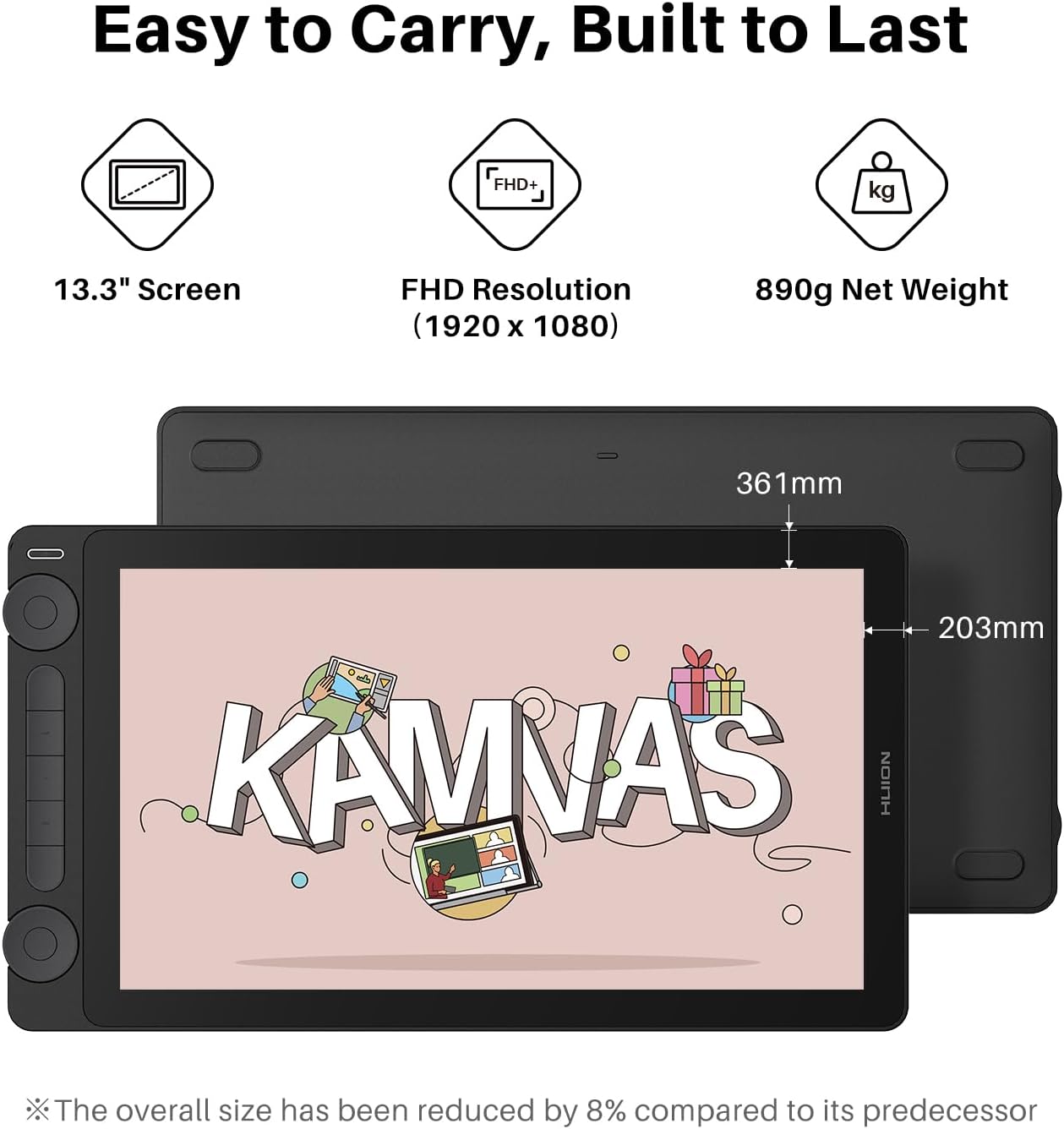 HUION Kamvas Graphic Tablets 13 (Gen 3) 13.3" Full-Laminated Drawing DEMO