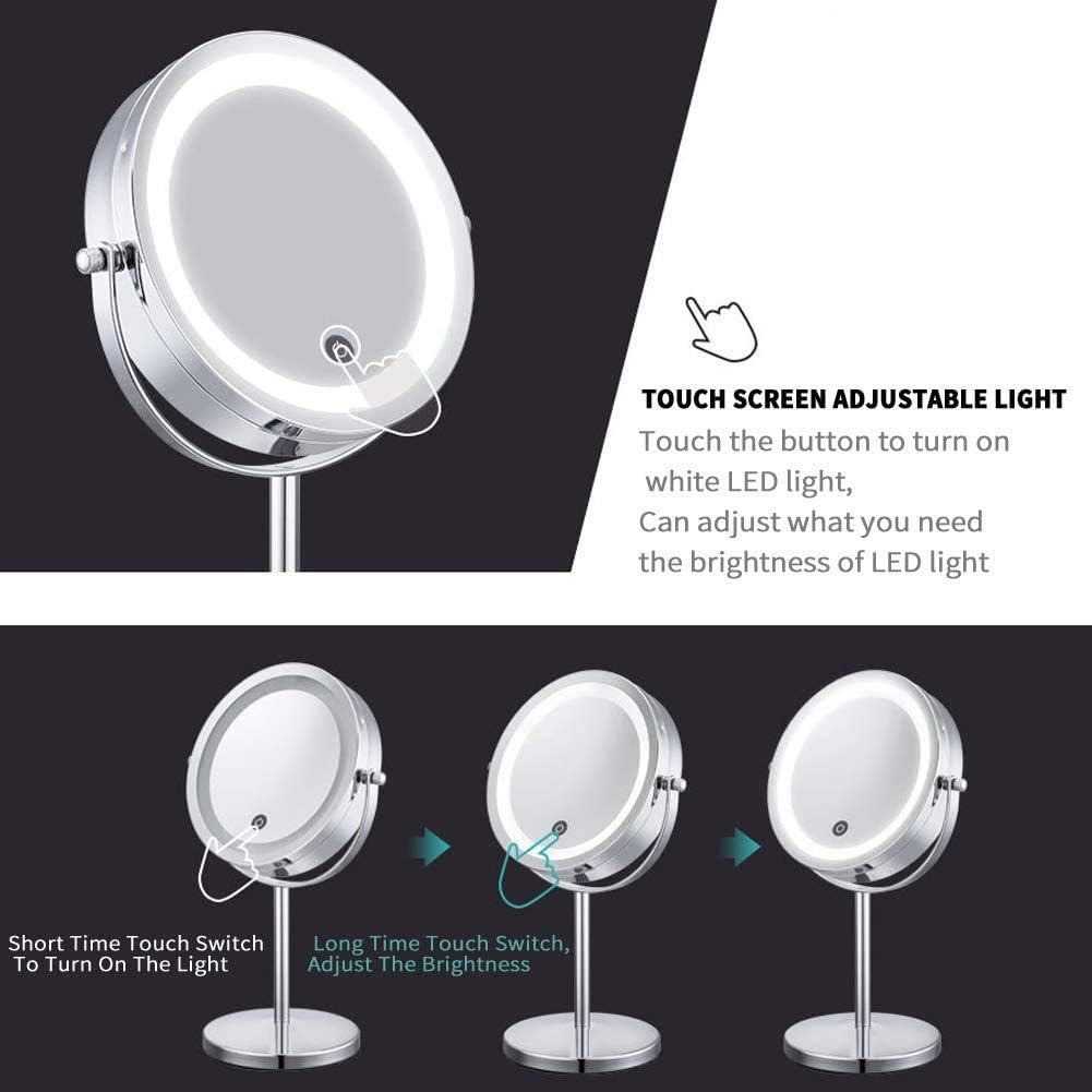 Wowcook Lighted Magnifying Makeup Mirror with 1x/10x Magnification in DEMO