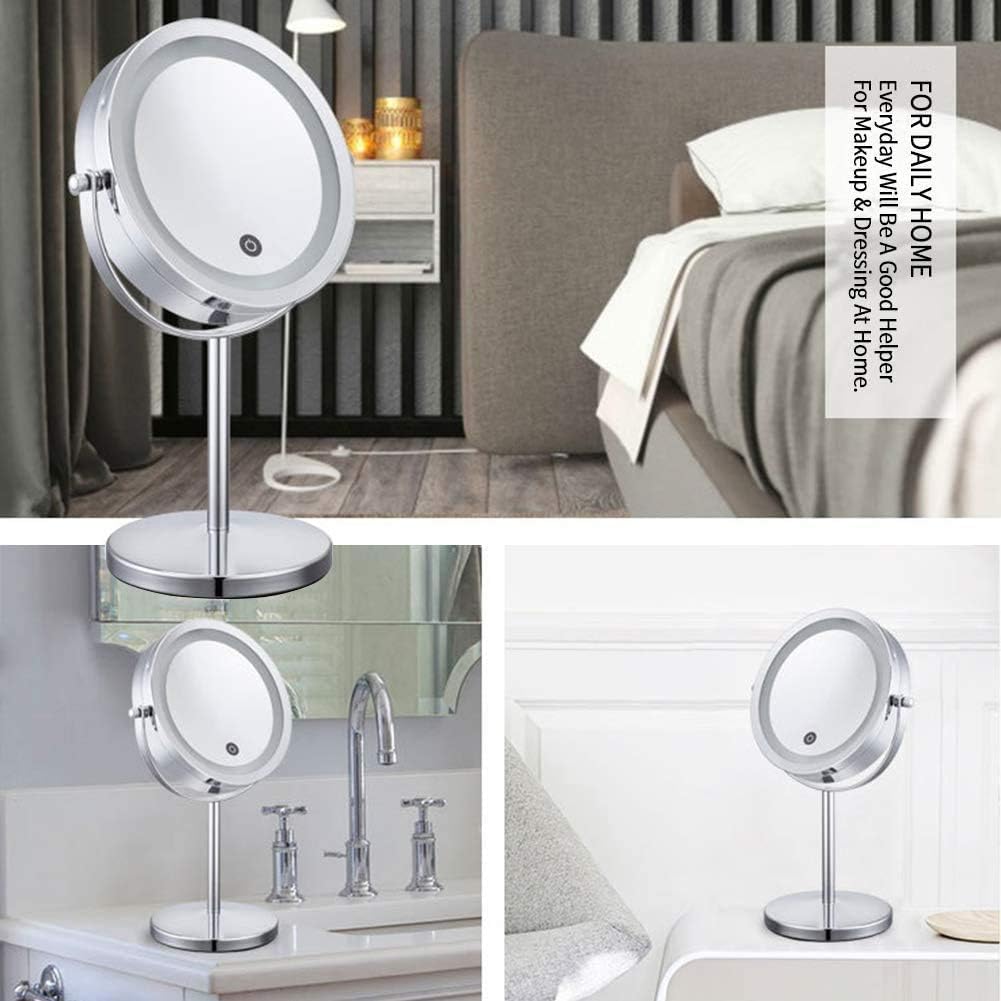 Wowcook Lighted Magnifying Makeup Mirror with 1x/10x Magnification in DEMO