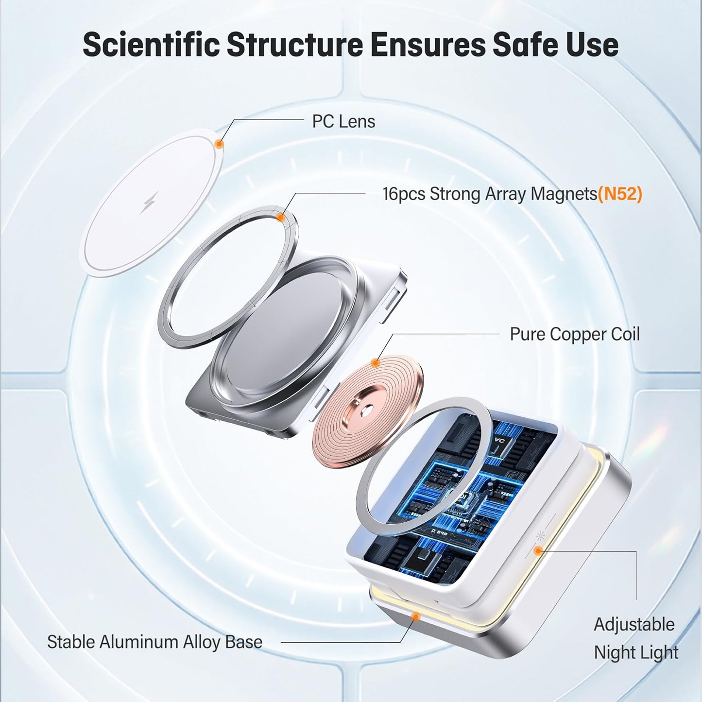 Augnner Foldable Wireless Charging Station with Night Light Induction Pad DEMO