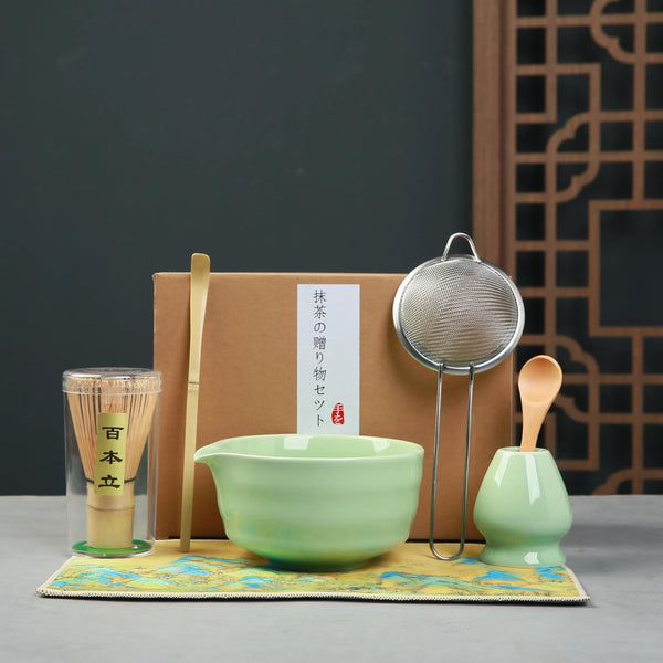 LCUKTX Emerald Tea Sets Green Matcha Tea Set with Bamboo Whisk and Bowl for NEW
