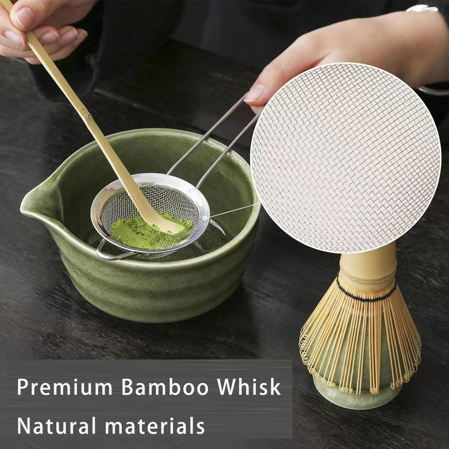 LCUKTX Emerald Tea Sets Green Matcha Tea Set with Bamboo Whisk and Bowl for NEW