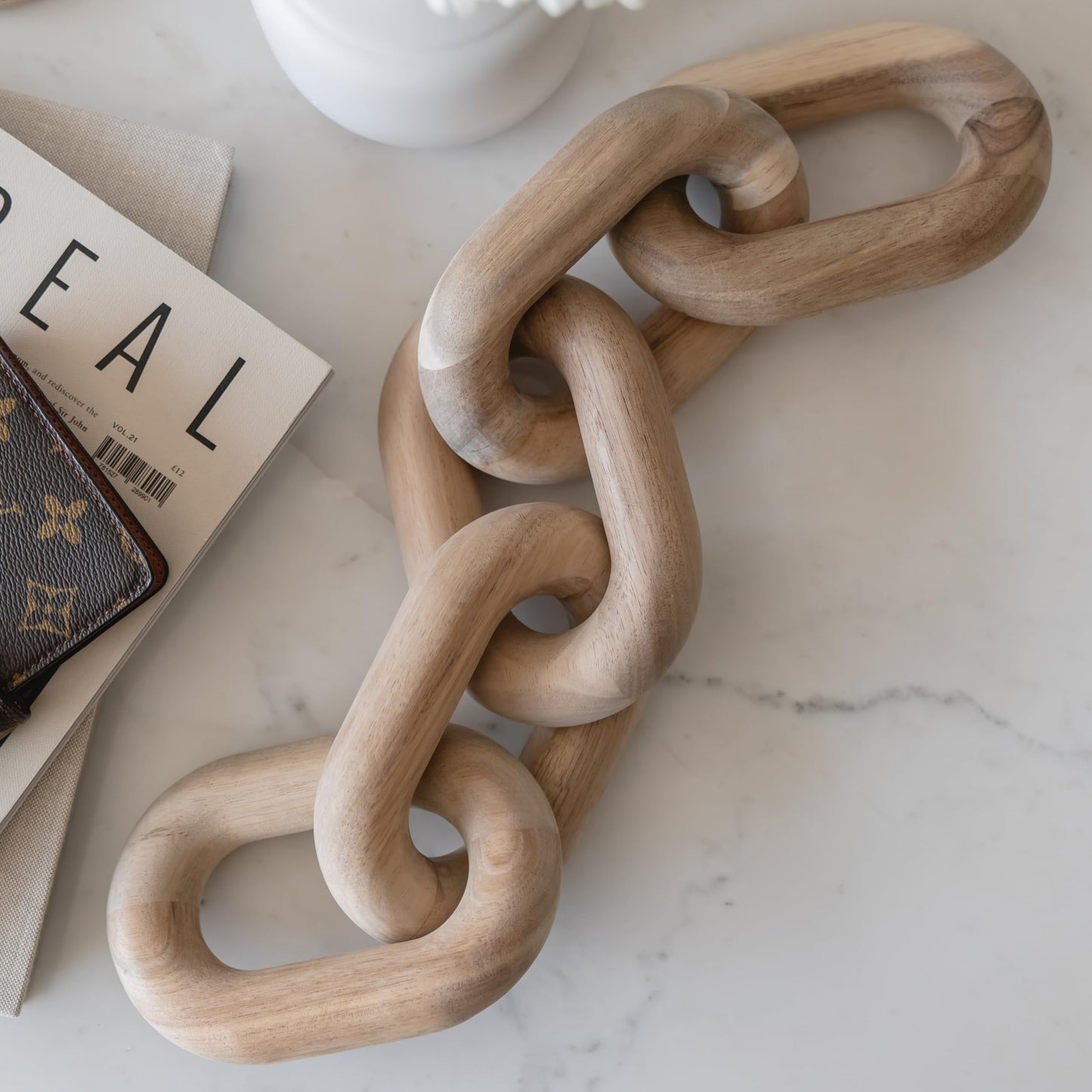 PEAKOLY 5-Link Acacia Wood Chain Link Coffee Table Decor Accessories Brown NEW