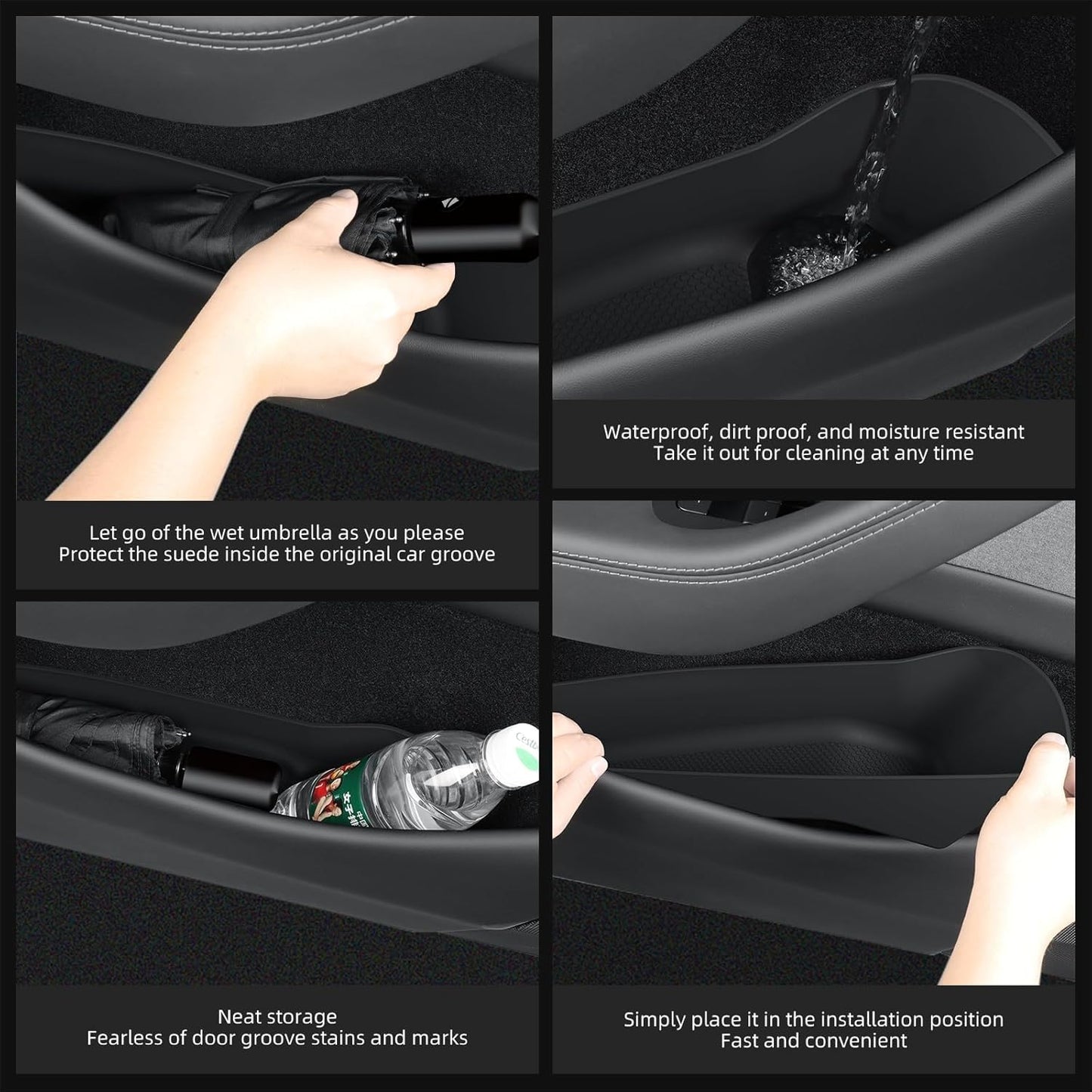 PAOFUFUI Black Storage Boxes & Trays for Tesla Model Y - Organize Your Car DEMO