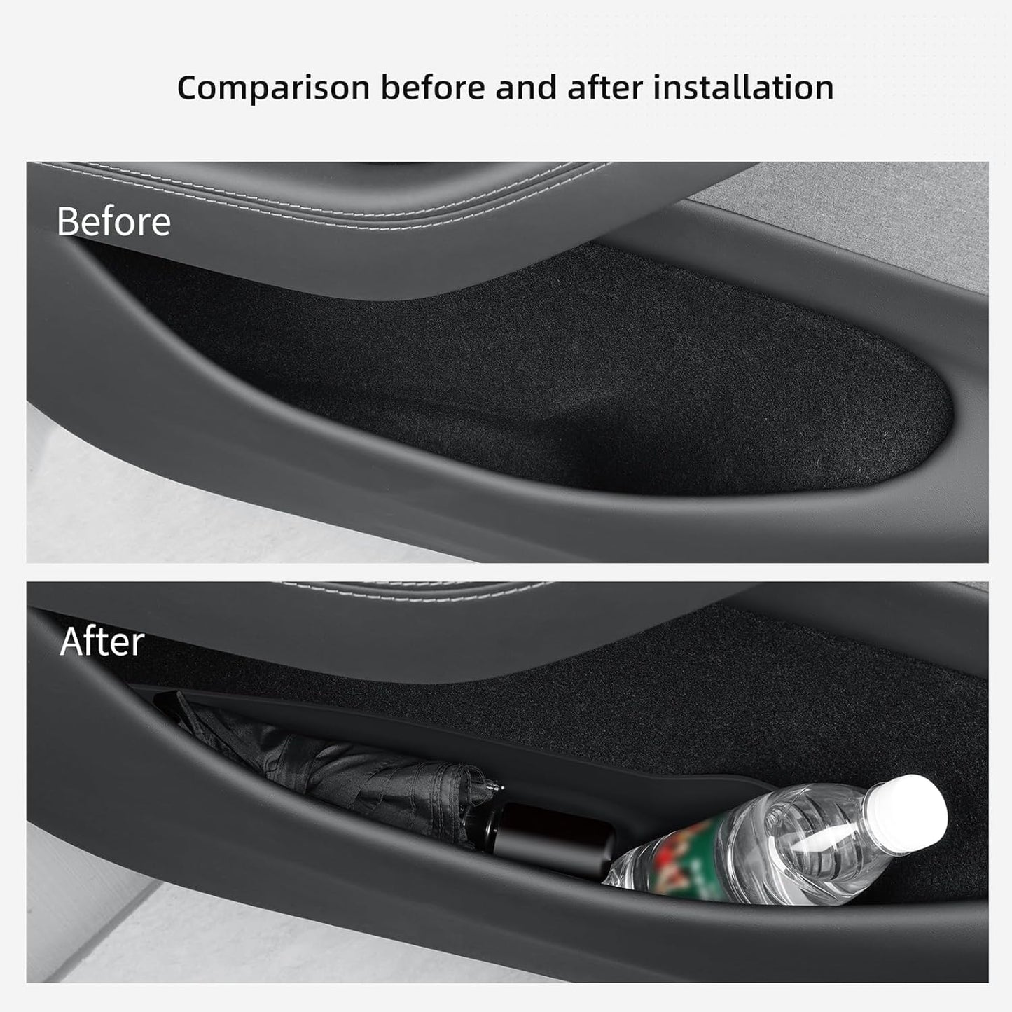 PAOFUFUI Black Storage Boxes & Trays for Tesla Model Y - Organize Your Car DEMO
